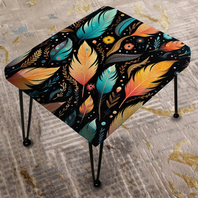 Eclectic Boho Feather Pattern - Boho Rectangle Ottoman