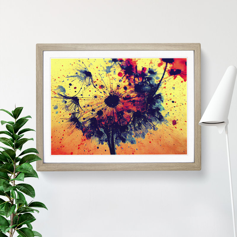 Dandelion Splash - Framed Print, 34cm H x 46cm W x 2cm D, Oak