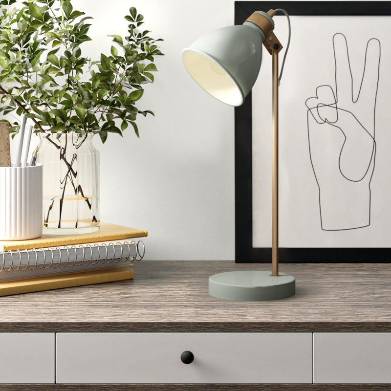 Azalea Metal Desk Lamp, Copper Base/Grey Shade