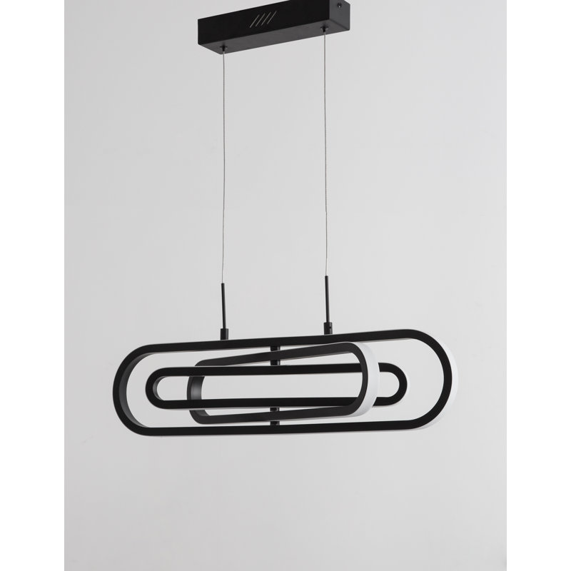 3 - Light LED Geometric Pendant, Black