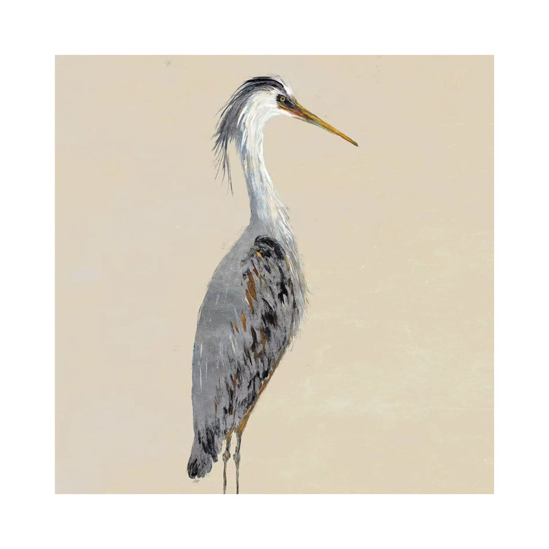 Heron On Tan I by Julie Derice - Wrapped Canvas Painting, 30.48cm H x 30.48cm W x 1.905cm D
