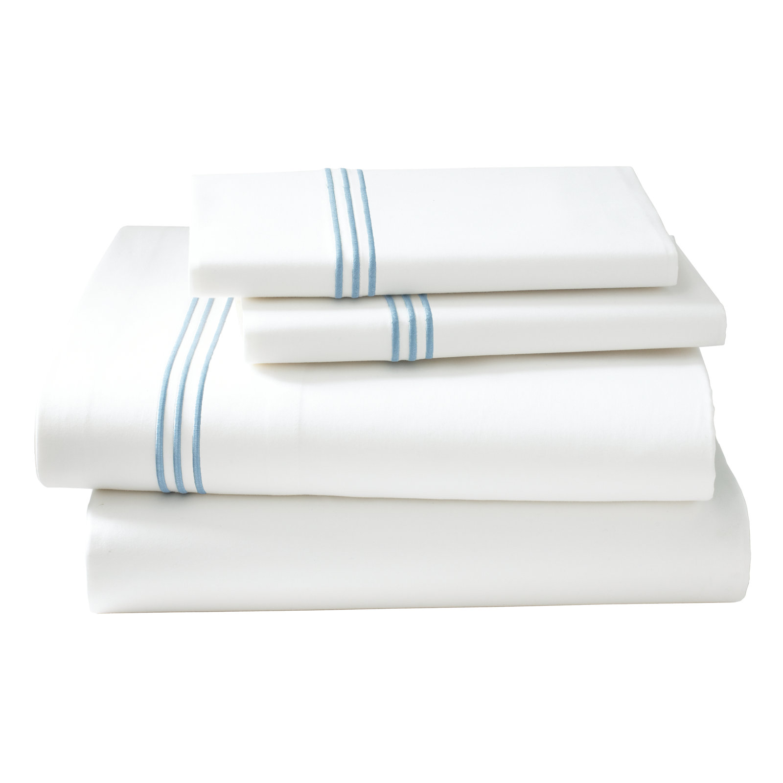 Ravana Cotton Blend Percale Flat Sheet, King Flat Sheet, Blue
