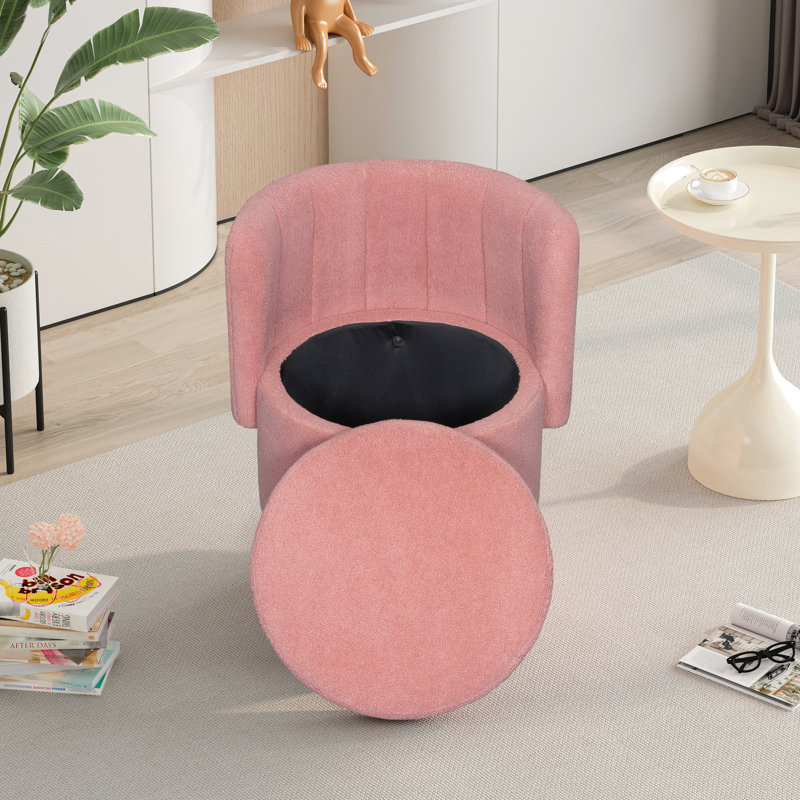 Chaise rose avec rotation à 360 degrés et rangement pour le salon de chambre à coucher avec cadre exceptionnel, Rose