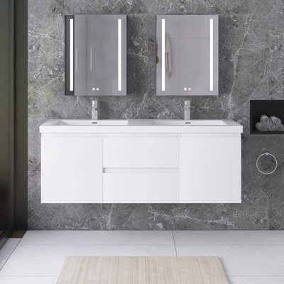 Reca 59.05'' Double Bathroom Vanity with Resin Top