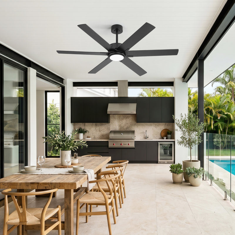 60" Large Ceiling Fan with with Dimmable 3CCT LED Light and Remote, 6-Speed Reversible DC Motor, Timer