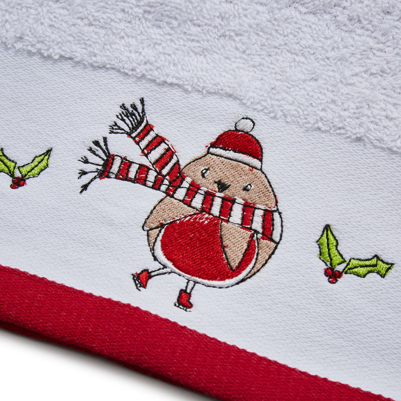 Robins and Christmas Tree Pairs Guest Towel Pair