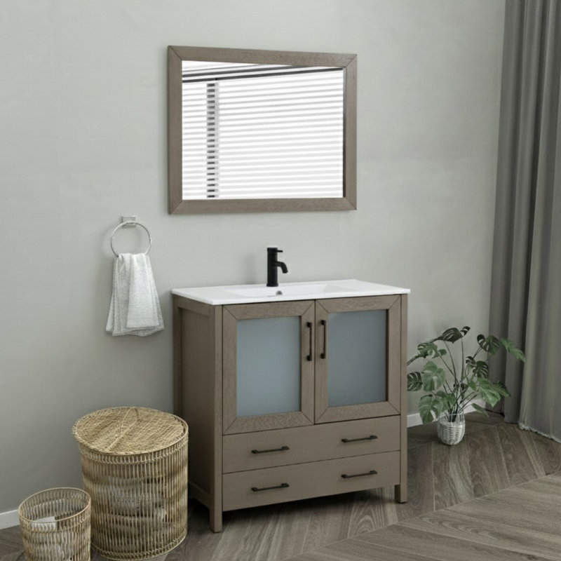 Ensemble de meuble-lavabo simple 36 "avec miroir , Dark Grey