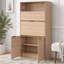 Buffet 69 po avec huche et poste de travail pliable, armoire de rangement multifonctionnelle avec tablette réglable et prise de courant-648658472