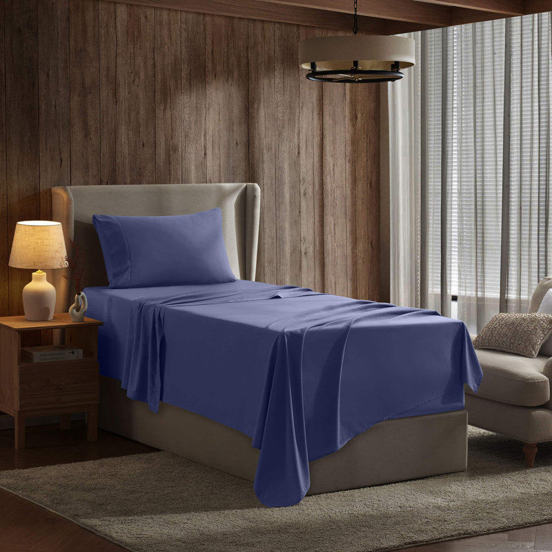 Ensemble de draps en micro-fibre, Simple, Bleu acier