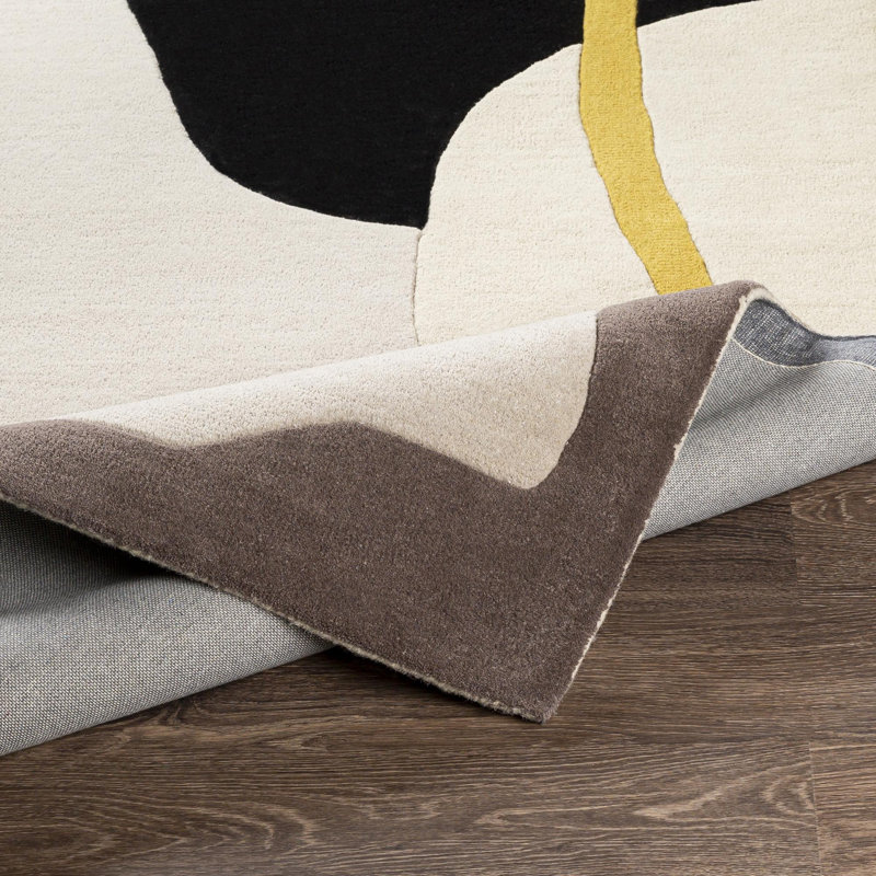 Tapis gris clair / taupe en laine touffeté à la main bamse, Rectangle 2 pi x 3 pi