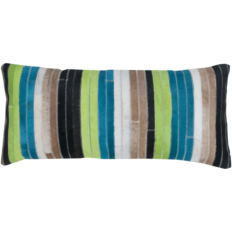 Leather Stripes Feather Down Fill Throw Pillow Cover & Insert, Blue