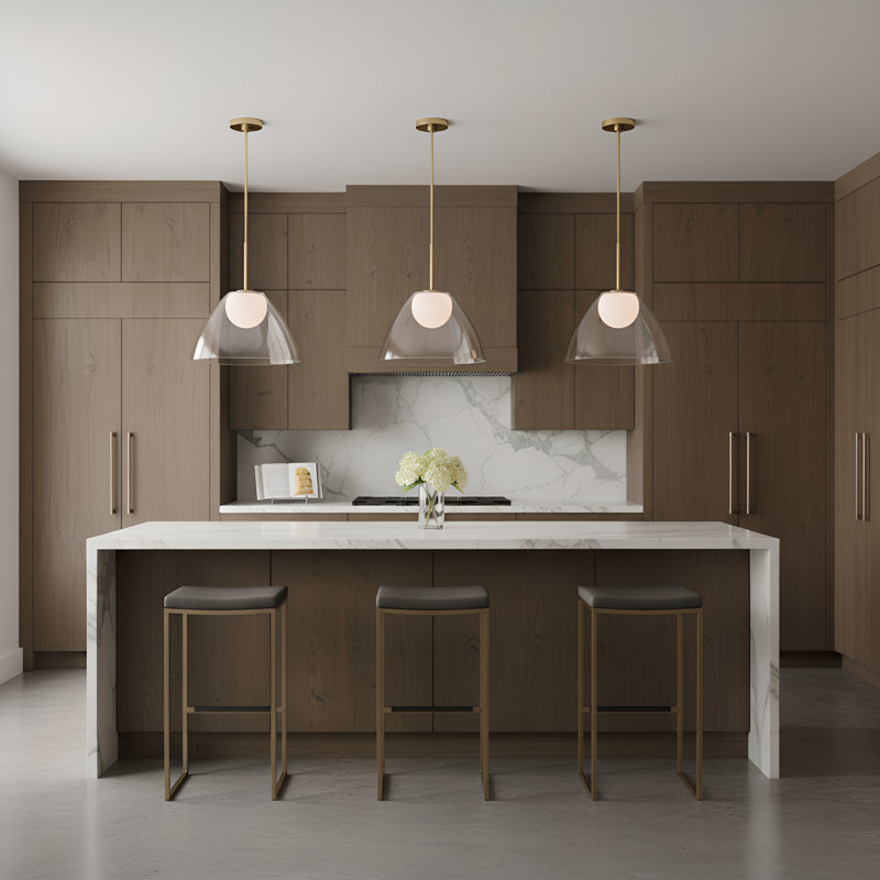 Suma 1 Light Dining Room Pendant With White Opal Etched Shade, Satin Brass