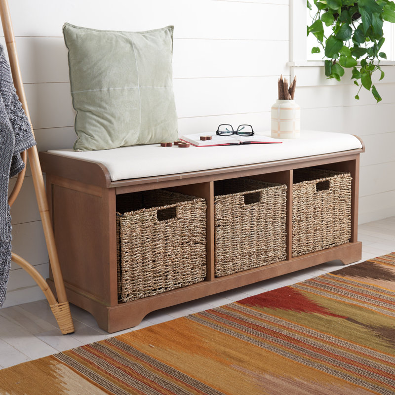 Painswick Canvas Upholstered Storage Bench, Sepia