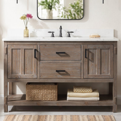 Marissa 54" Freestanding Single Bathroom Vanity with Engineered Stone Top