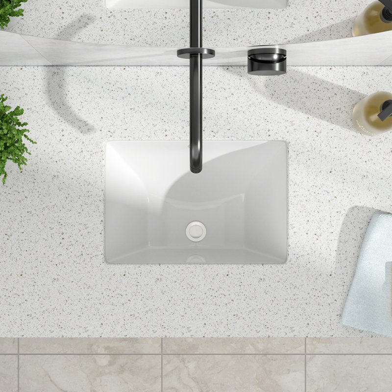 18'' L x 13'' W Ceramic Glossy Rectangular Undermount Bathroom Sink with Overflow