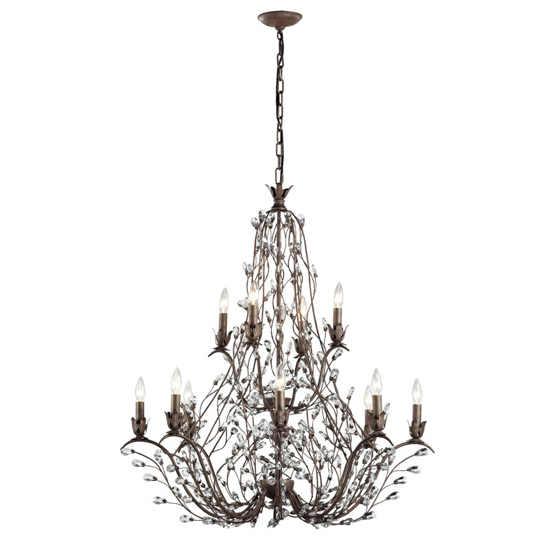 Lustre à 12 lumières de 37 po de large Sagemore - rouille bronzée