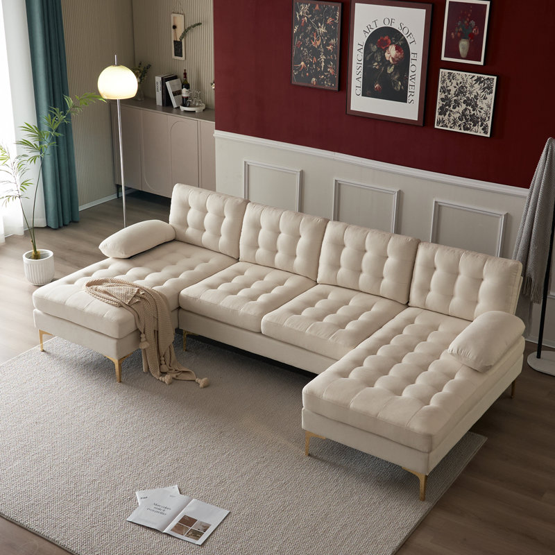 Canapé à accoudoirs coussinés 110,2 po Silber, 100 % lin beige