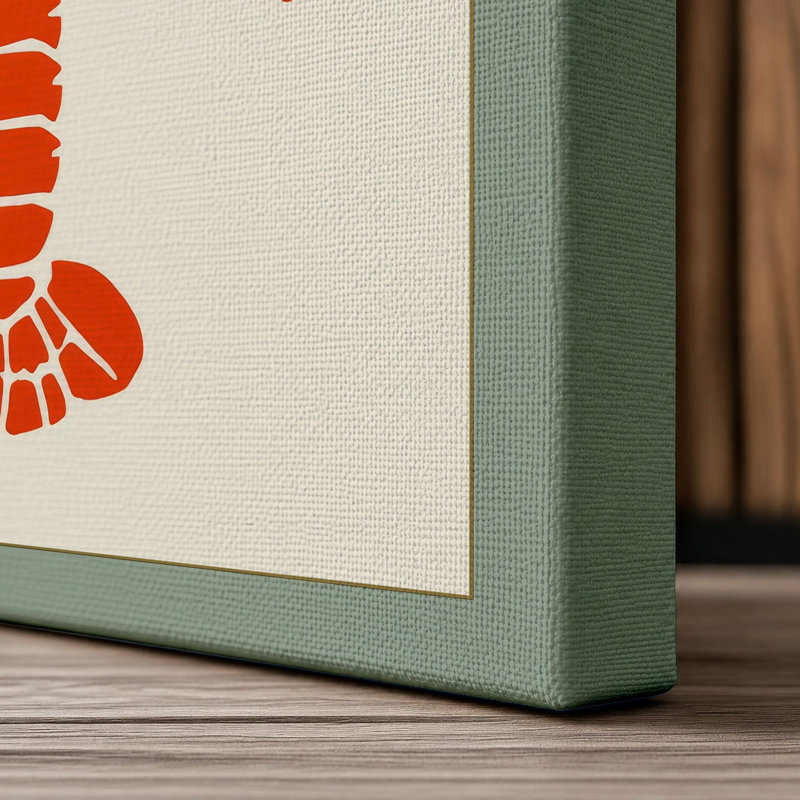 Scarlet Lobster Graphic - Wrapped Canvas, 30x20 - 76.2 x 50.8 cm, Sage Border