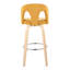 Tabouret de bar à hauteur fixe avec pivot en bois naturel et tissu jaune avec repose-pieds rond en métal chromé - ensemble de 2-1971298423-1971298427