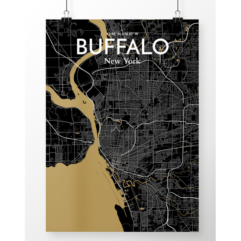 Buffalo City Map - No Frame Print, 91.4cm H x 61cm W x 0.13cm D