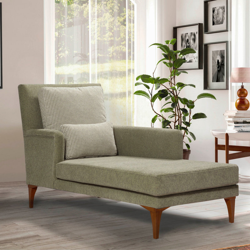 Chaise longue rembourrée Yaphank, 100 % polyester vert