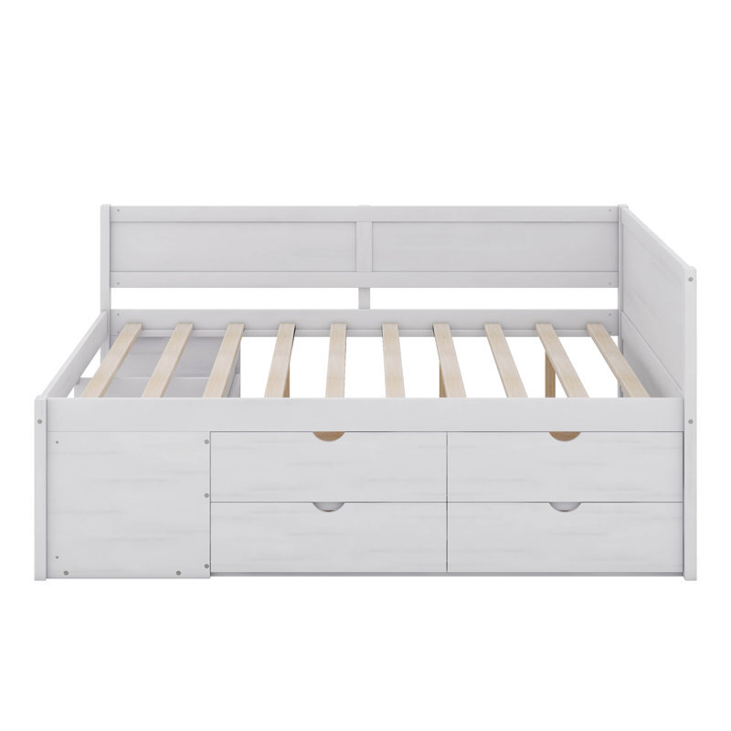 Daybed With Drawers And Shelves, Full, White