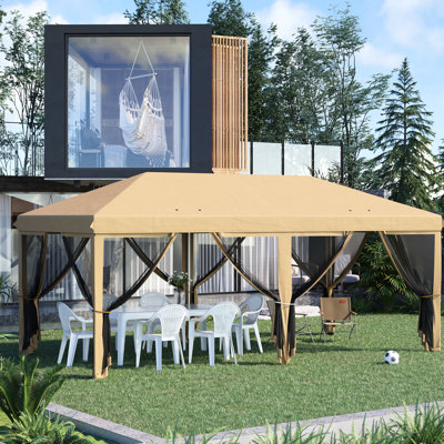 Auvent 10 pi x 20 pi avec filet, abri de soleil instantané pour le jardin, le patio, l'extérieur, beige, spacieux et filet à activité. Extérieur. Fêtes, patio. Beige Polyvalent, résistant