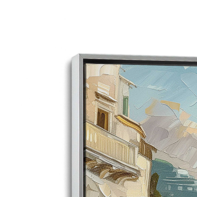 _Positano Azure Retreat, reproduction sur toile, Cadre flottant en chrome poli, H 14 po x l 10 po x P 1,75 po