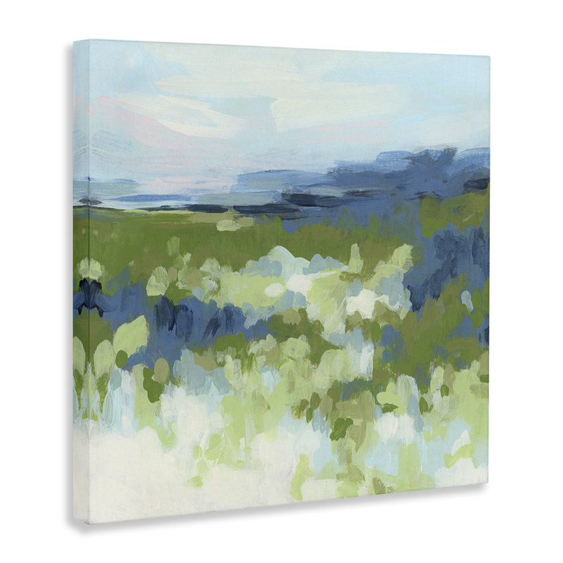 Art mural vert et bleu sur toile par June Erica Vess, H 24 po x l 24 po