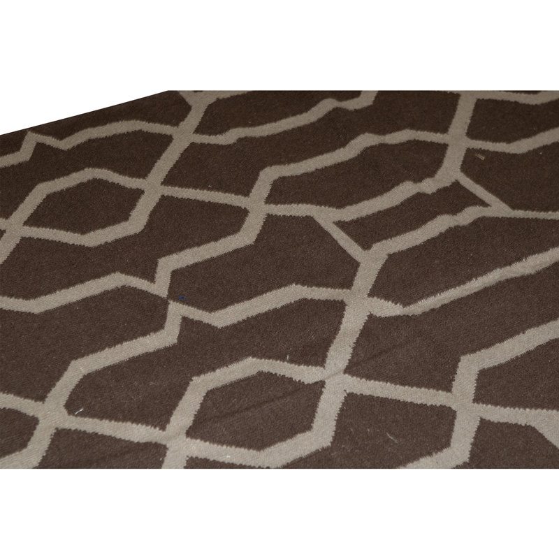 Flatweave Wool Area Rug in Espresso