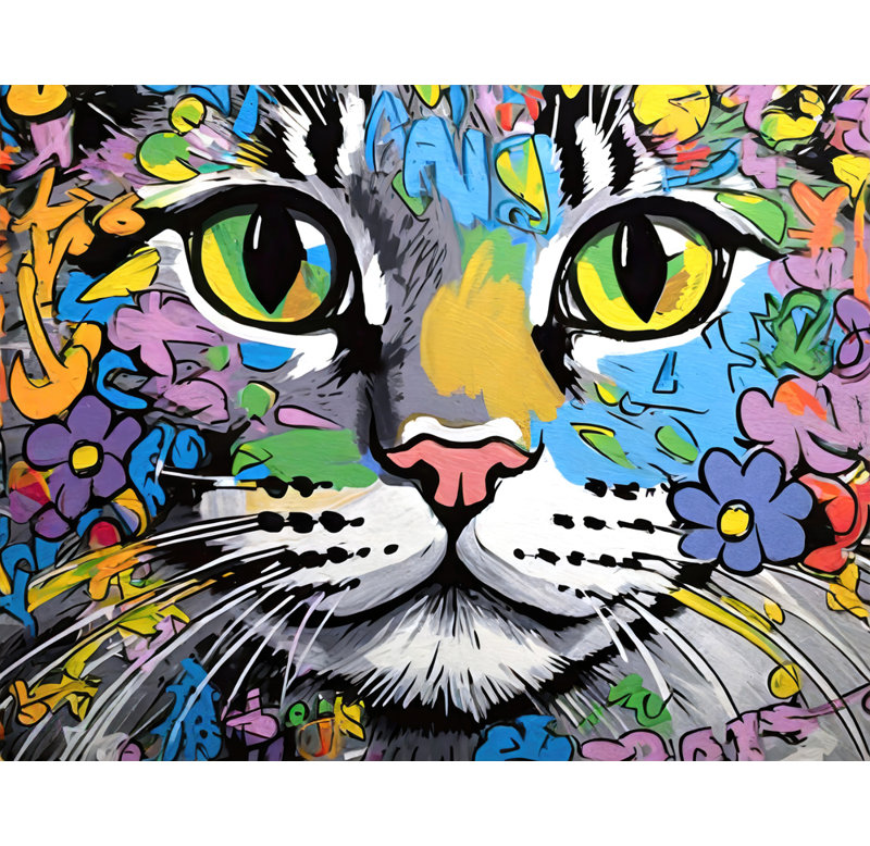 «Cat Graffitianimals» sur toile, H 26 po x l 32 po