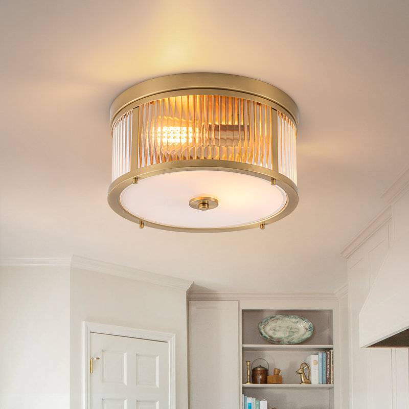 Plafonnier encastré 2 lumières en verre doré