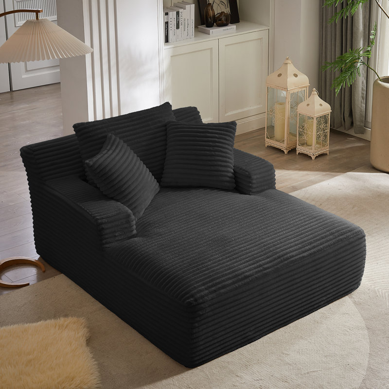 Très grande chaise longue d'intérieur, canapé rembourré en velours côtelé, aucun assemblage requis, canapé-lit confortable