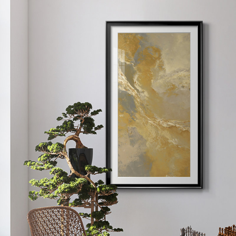 " Gold Rush ", 22.5" H x 42.5" W x 1.5" D, Black Framed Paper, White