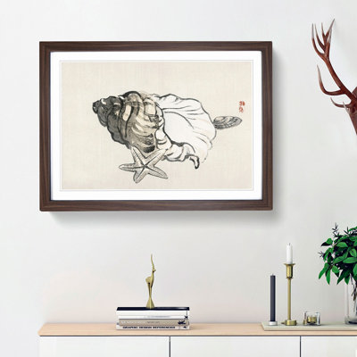 Starfish and Seashells by Kono Bairei - Framed Print