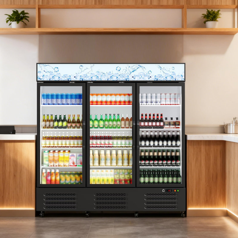 Commercial Beverage Refrigerator, 54.3 Cu.Ft. 3 Glass Door Display Refrigerator with 360° Circulation Cooling, Frost-Free, Soft LED Light, Adjustable Shelves, Merchandiser Refrigerator Cooler
