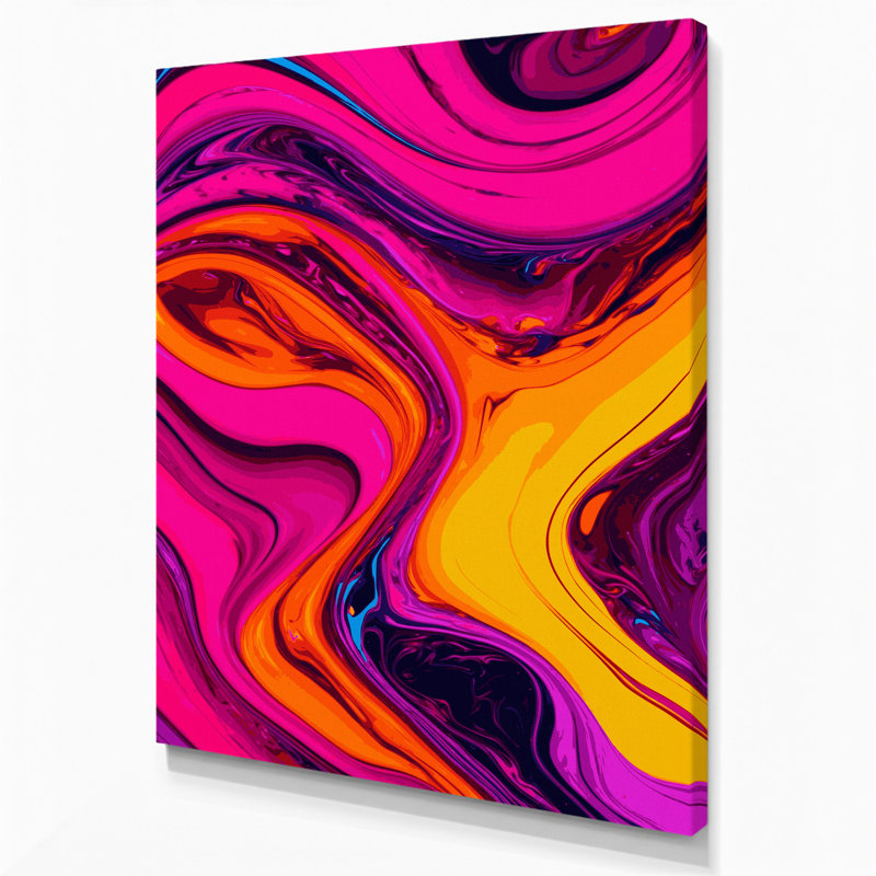 Abstrait art fluide sur toile rose 27, H 24 po x l 20 po