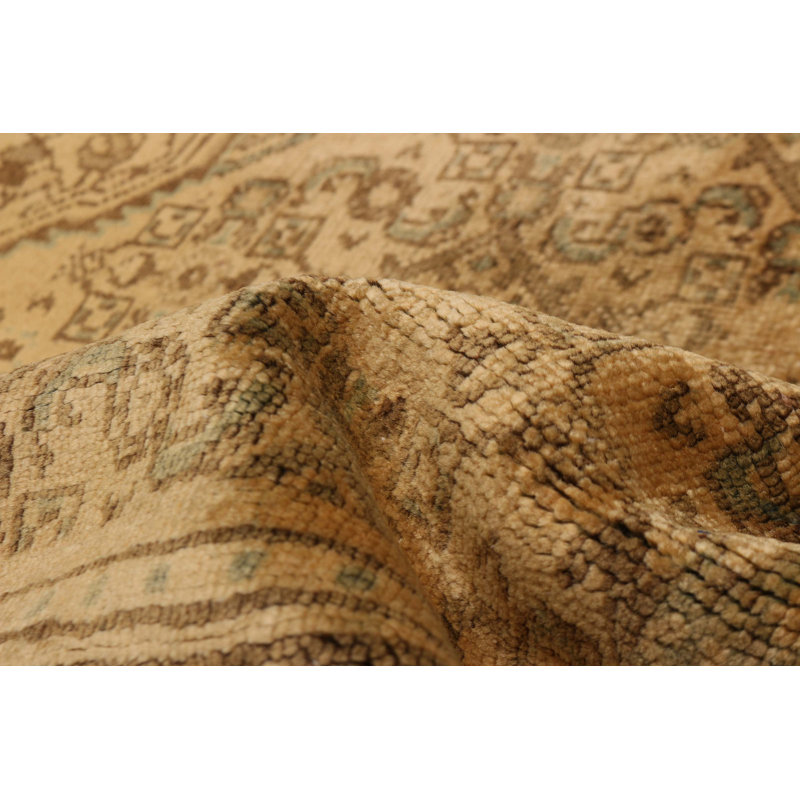 Tapis beige unique fait à la main de conception unique 6 pi 8 po x 10 pi 0 po Antalya
