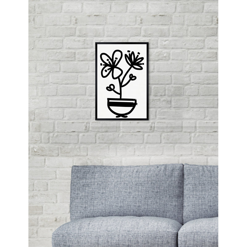 " Flowers In Bloom Floral And Botanical " Painting Print, Black Framed, 20" H x 30" W