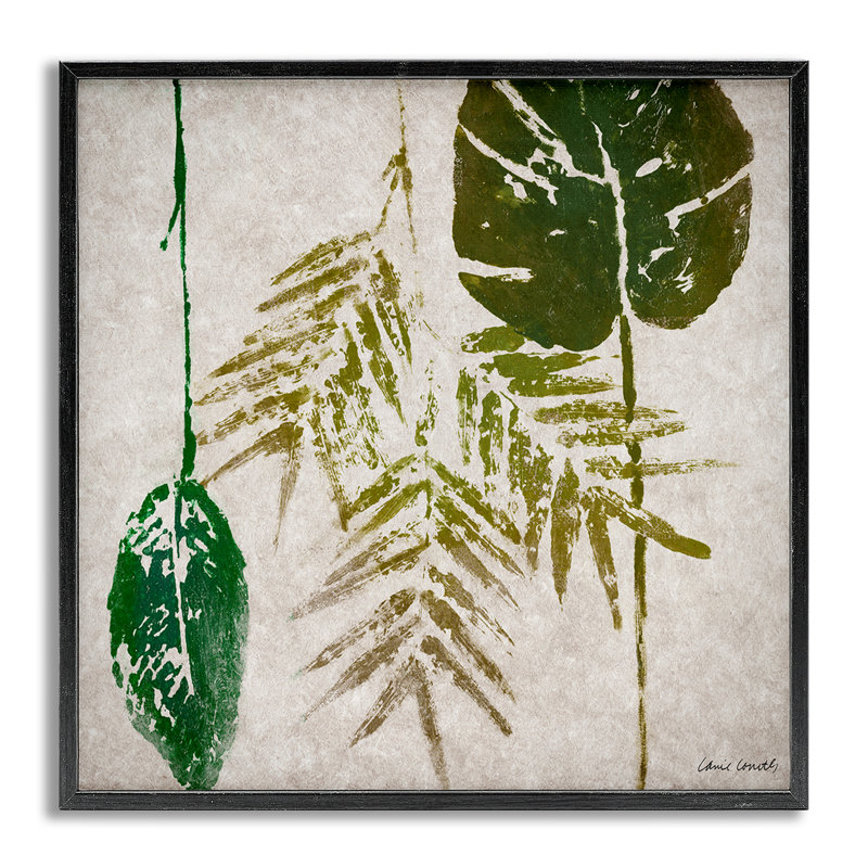 «Botanical Leaf Impressions», art de la giclée encadrée par Lanie Loreth, H 24 po x l 24 po, Estampe numérique Farmhouse