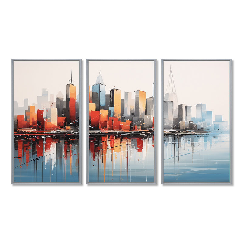 Ensemble de salon Naya - New York City Wall Art, Encadrement argenté, H 32 po x l 48 po x P 1 po