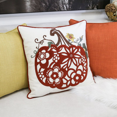  Embroidery Pumpkin Throw Pillow