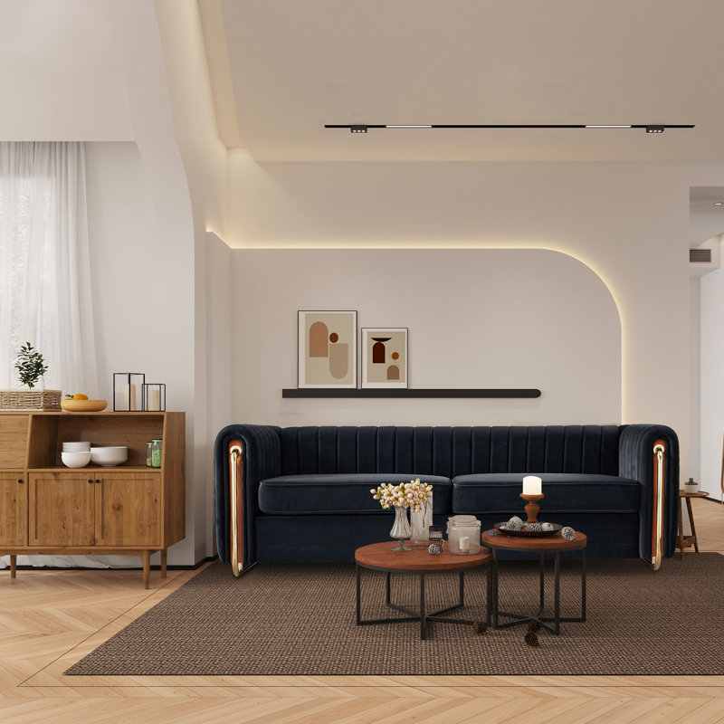 Canapé 84,4 po, Velours noir