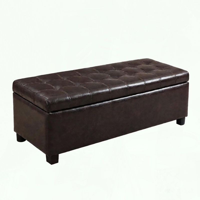 Banc de rangement avec repose-pieds avec couvercle facile à utiliser et conception capitonnée, Brun