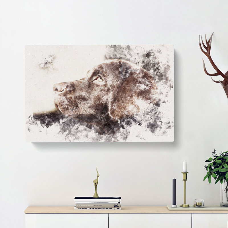 Chocolate Labrador Portrait - Wrapped Canvas, 40cm H x 60cm W x 3cm D
