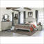 Table de chevet 2 tons avec 2 tiroirs et casiers Modern Farmhouse - gris clair / brun foncé