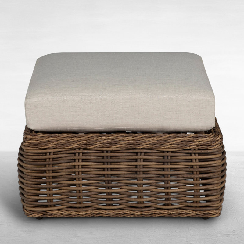 Repose-pieds d'extérieur Soho Woven N-Dura, Pas de soudure, Velours indigo, Raphia