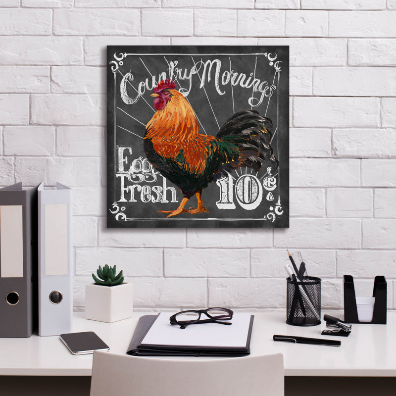 «Rooster On Chalkboard 1» par Art Licensing Studio, art mural sur toile