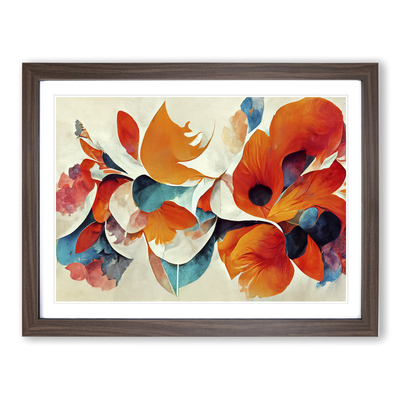 Flowers - Framed Print, 46cm H x 64cm W, Walnut Framed