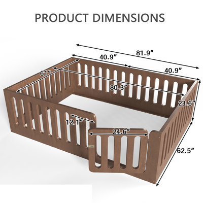 Lit Montessori au niveau du sol avec rails hauts